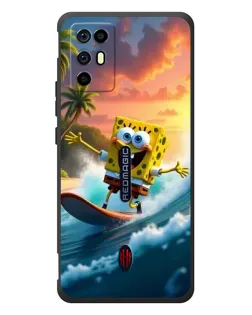 Чехол для ZTE Nubia RedMagic 6R с картинкой «Губка Боб серфингист»