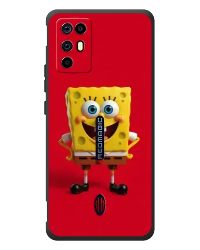 Чехол для ZTE Nubia RedMagic 6R с картинкой «Спанч Боб на красном»