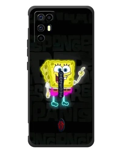 Чехол для ZTE Nubia RedMagic 6R с картинкой «Неоновый Губка Боб»