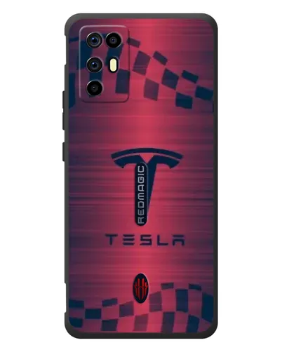 Чехол для ZTE Nubia RedMagic 6R с картинкой «Тесла красный карбон»