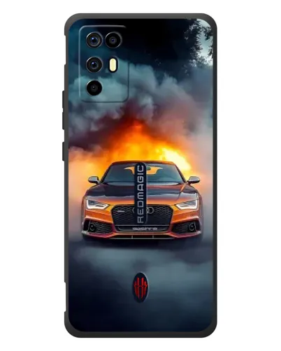 Чехол для ZTE Nubia RedMagic 6R с картинкой «Audi в огненном дыму»