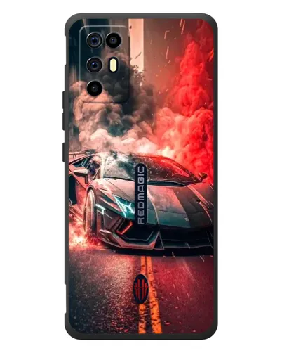 Чехол для ZTE Nubia RedMagic 6R с картинкой «Lamborghini красный дым»