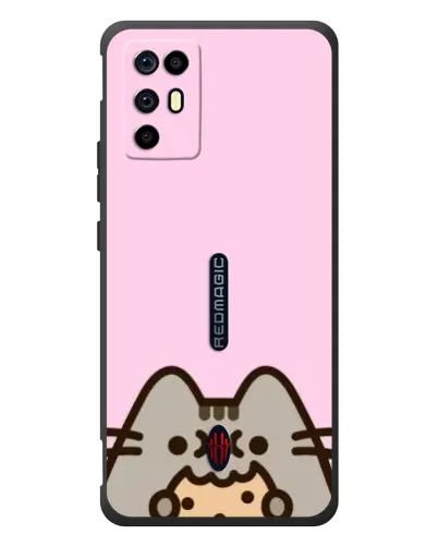Чехол для ZTE Nubia RedMagic 6R с картинкой «Pusheen и печенье»
