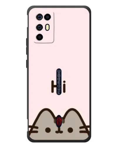 Чехол для ZTE Nubia RedMagic 6R с картинкой «Пушин говорит Hi»