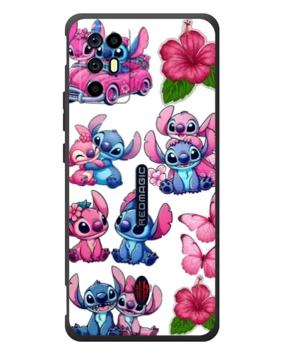 Чехол для ZTE Nubia RedMagic 6R с картинкой «Стикеры Stitch и Angel»