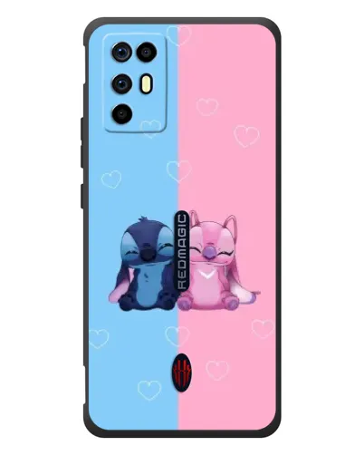 Чехол для ZTE Nubia RedMagic 6R с картинкой «Stitch и Angel Love»
