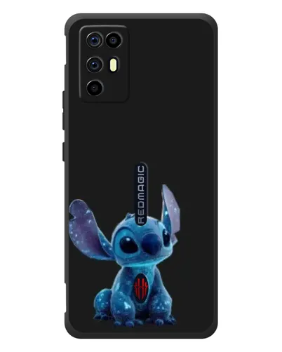 Чехол для ZTE Nubia RedMagic 6R с картинкой «Стич на черном»