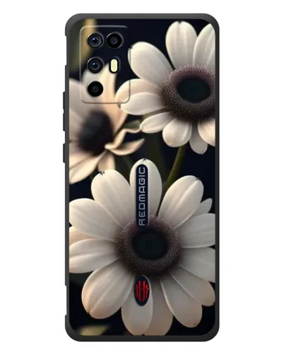Чехол для ZTE Nubia RedMagic 6R с картинкой «Белые маргаритки макро»