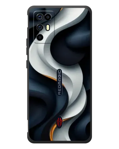 Чехол для ZTE Nubia RedMagic 6R с картинкой «Объемные черно-белые ленты»