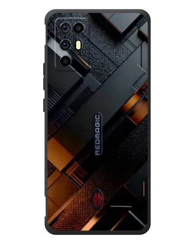 Чехол для ZTE Nubia RedMagic 6R с картинкой «Черные геометрические блоки»