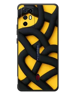 Чехол для ZTE Nubia RedMagic 6R с картинкой «Черное желтое переплетение» Чехол для ZTE Nubia RedMagic 6R с картинкой «Черное желтое переплетение»