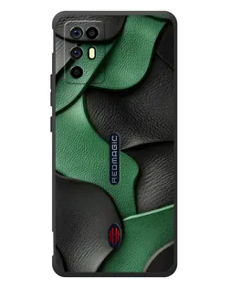 Чехол для ZTE Nubia RedMagic 6R с картинкой «Зеленые кожаные волны» Чехол для ZTE Nubia RedMagic 6R с картинкой «Зеленые кожаные волны»