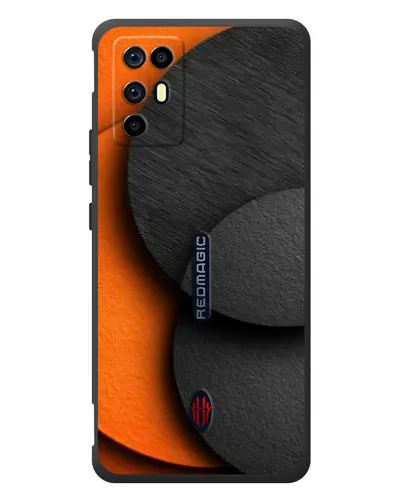 Чехол для ZTE Nubia RedMagic 6R с картинкой «Геометрия оранжевых кругов»