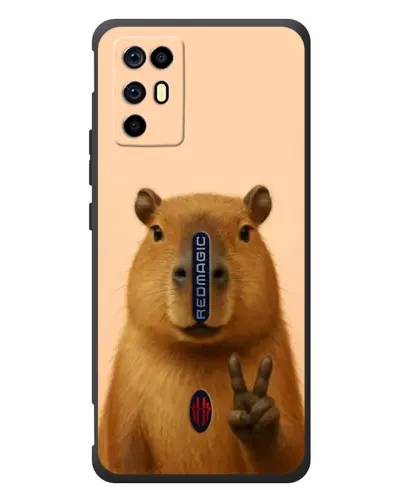 Чехол для ZTE Nubia RedMagic 6R с картинкой «Капибара виктория»