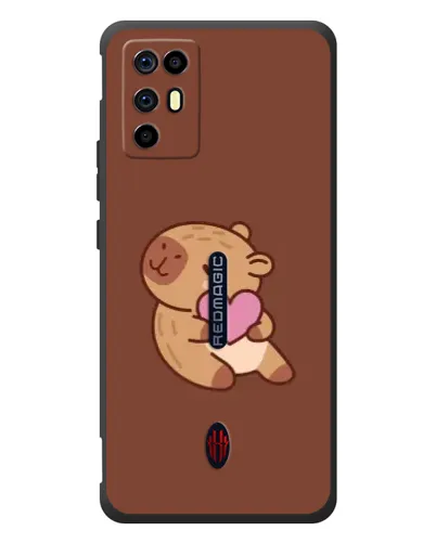 Чехол для ZTE Nubia RedMagic 6R с картинкой «Капибара с сердцем»