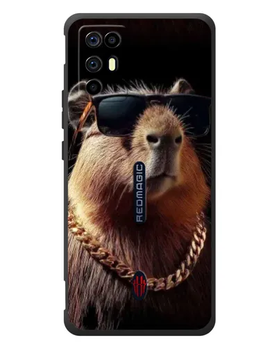 Чехол для ZTE Nubia RedMagic 6R с картинкой «Капибара золотая цепь»