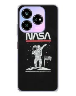 Чехол для ZTE Nubia V60 Design с картинкой «NASA — шагаем по Луне»