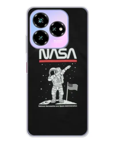 Чехол для ZTE Nubia V60 Design с картинкой «NASA — шагаем по Луне»