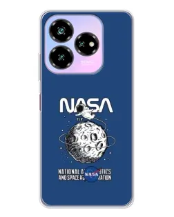 Чехол для ZTE Nubia V60 Design с картинкой «NASA — лунная миссия»