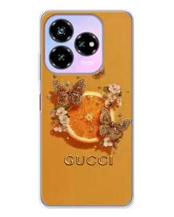 Чехол для ZTE Nubia V60 Design с картинкой «Gucci — золотые бабочки»