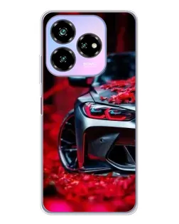 Чехол для ZTE Nubia V60 Design с картинкой «Спортивная BMW и цветы»