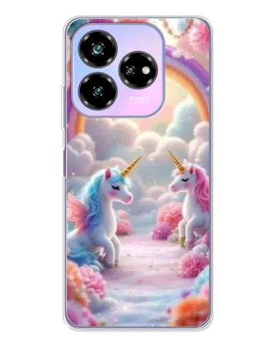 Чехол для ZTE Nubia V60 Design с картинкой «Радуга и единороги»