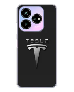 Чехол для ZTE Nubia V60 Design с картинкой «Стальной логотип Tesla»