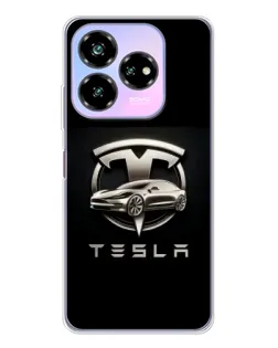 Чехол для ZTE Nubia V60 Design с картинкой «Tesla — серебристое авто»