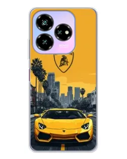 Чехол для ZTE Nubia V60 Design с картинкой «Желтый Lamborghini город»