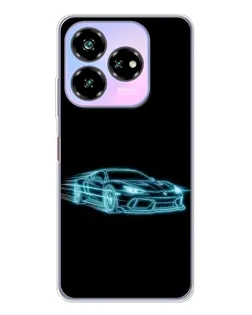 Чехол для ZTE Nubia V60 Design с картинкой «Неоновый контур Lamborghini»