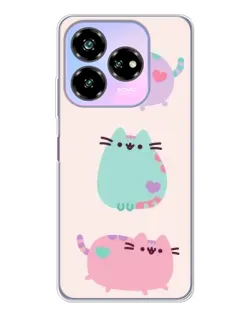 Чехол для ZTE Nubia V60 Design с картинкой «Pusheen трио»