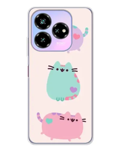 Чехол для ZTE Nubia V60 Design с картинкой «Pusheen трио»