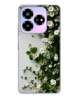 Чехол для ZTE Nubia V60 Design с картинкой «Ветка мелких белых цветов»