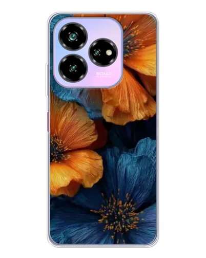 Чехол для ZTE Nubia V60 Design с картинкой «Яркая сине-оранжевая флора» Чехол для ZTE Nubia V60 Design с картинкой «Яркая сине-оранжевая флора»