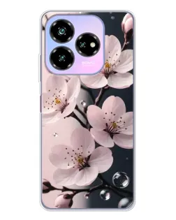 Чехол для ZTE Nubia V60 Design с картинкой «Нежная сакура и капли»