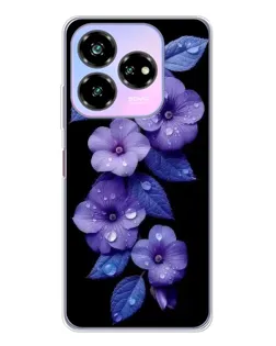 Чохол для ZTE Nubia V60 Design з картинкою «Фіолетові квіти з росою»