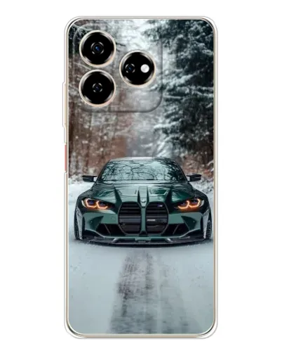 Чехол для ZTE Nubia V60 с картинкой «BMW в зимнем лесу»