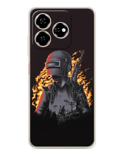 Чехол для ZTE Nubia V60 с картинкой «PUBG — огненный силуэт»