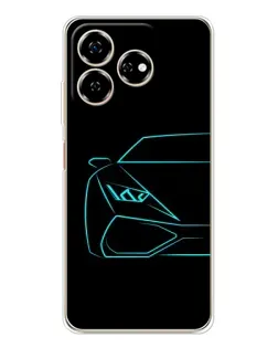 Чохол для ZTE Nubia V60 з картинкою «Блакитний силует Lamborghini»