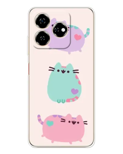 Чехол для ZTE Nubia V60 с картинкой «Pusheen трио»