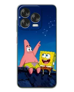Чохол для ZTE Nubia V70 Design з картинкою «Губка Боб та Патрік вночі»