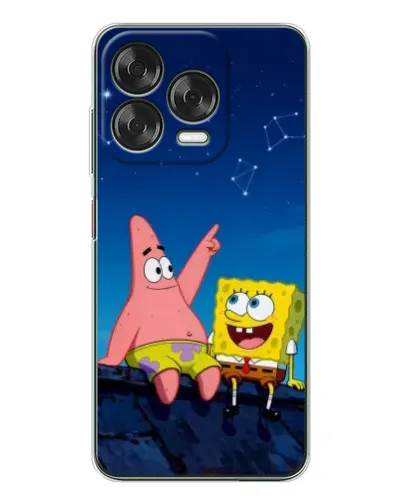 Чохол для ZTE Nubia V70 Design з картинкою «Губка Боб та Патрік вночі»