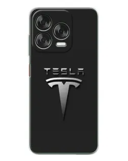 Чехол для ZTE Nubia V70 Design с картинкой «Стальной логотип Tesla»