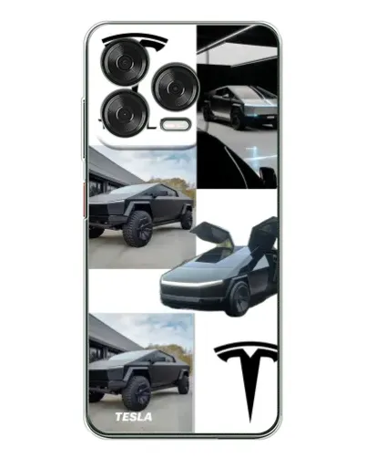 Чехол для ZTE Nubia V70 Design с картинкой «Коллаж Cybertruck Tesla»