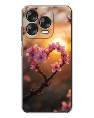 Чехол для ZTE Nubia V70 Design с картинкой «Розовый цвет сердце на фоне заката»