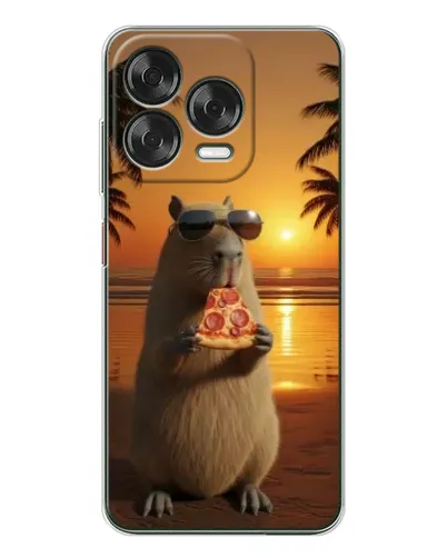 Чехол для ZTE Nubia V70 Design с картинкой «Капибара с пиццей»