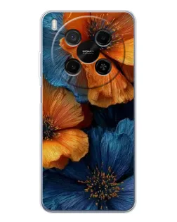 Чохол для ZTE Nubia V70 Max з картинкою «Яскрава синьо-помаранчева флора»
