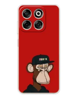 Чехол для ZTE Nubia V70 с картинкой «Bored Ape — красный фон»