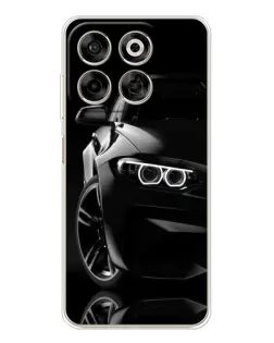 Чехол для ZTE Nubia V70 с картинкой «Черная BMW — профиль»