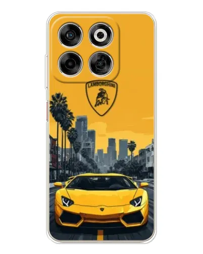 Чехол для ZTE Nubia V70 с картинкой «Желтый Lamborghini город»